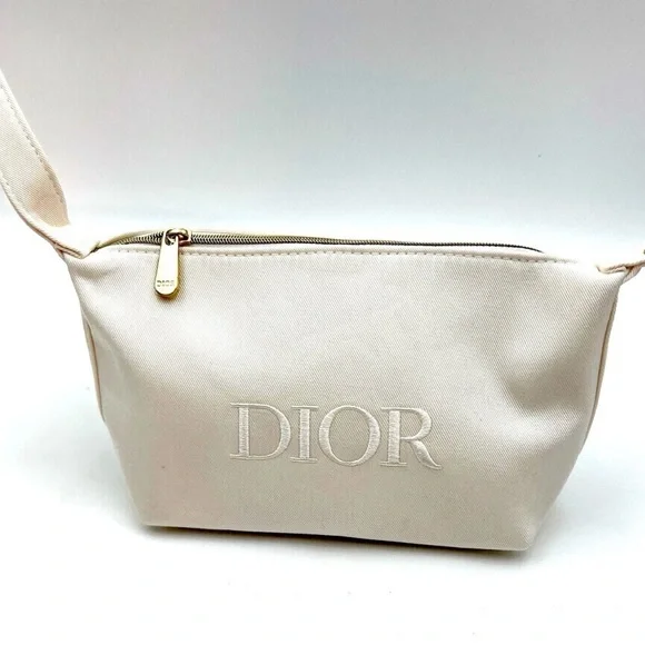Christian Dior White Cosmetic Bag w/ Top Handle- Box Included NIB - Picture 6 of 8